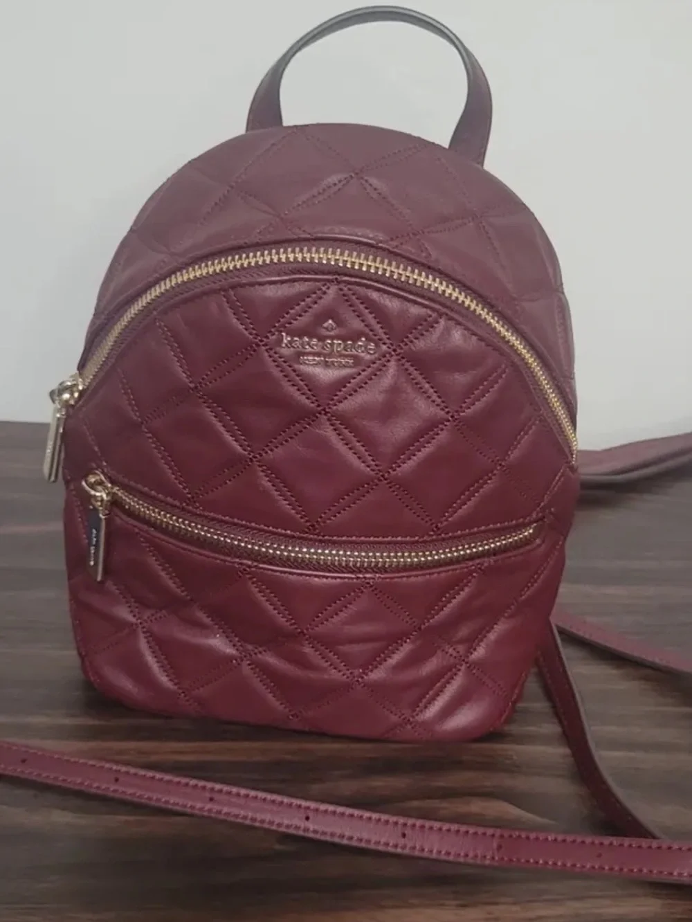 Kate Spade Natalia Mini Convertible Backpack in Wine $339